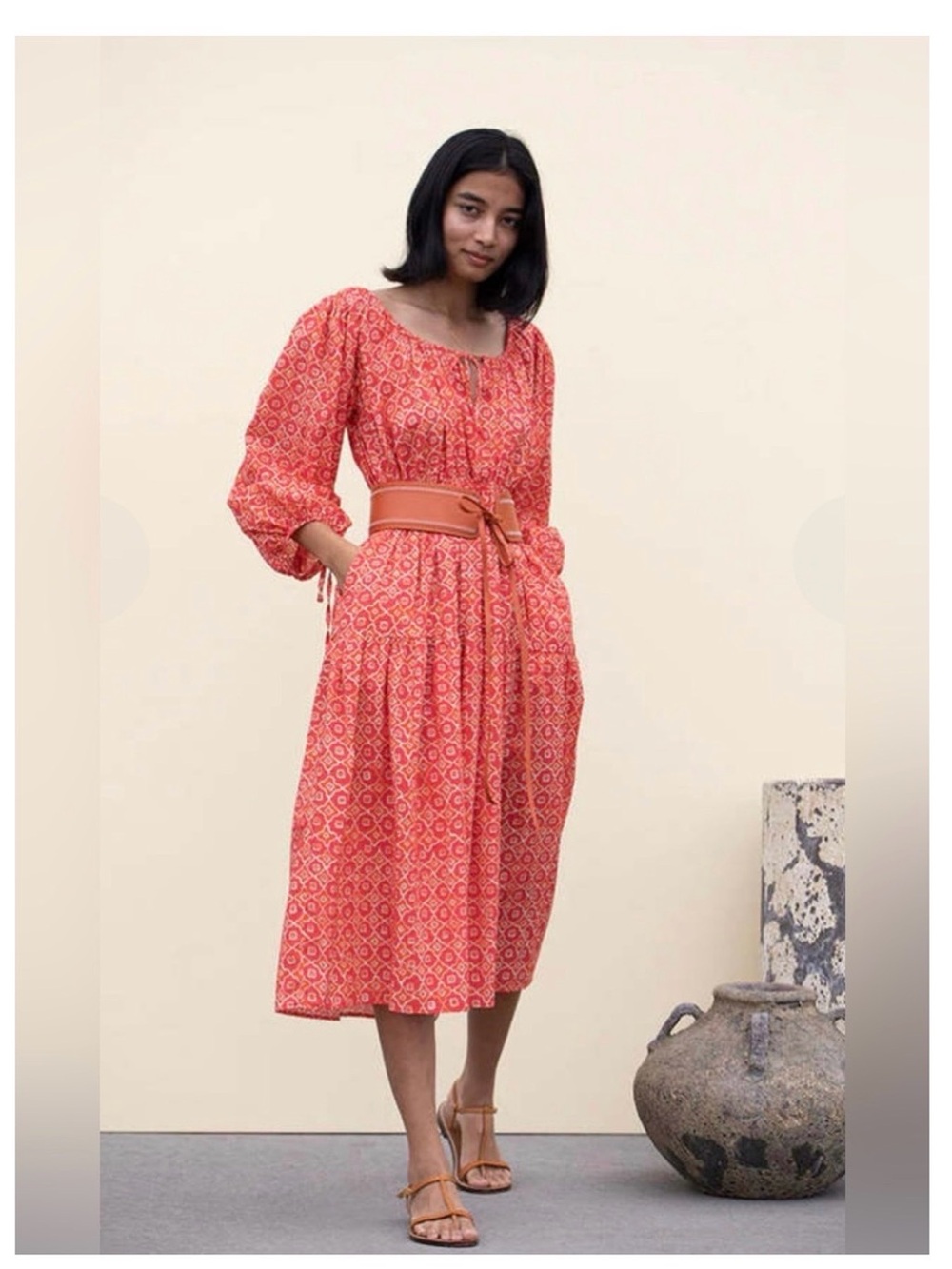 Ciao Lucia Torre Poppy Red Midi Dress XS